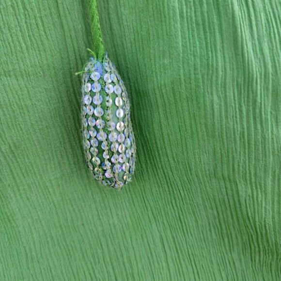 Glam souls green silk boho blouse - Picture 7 of 9